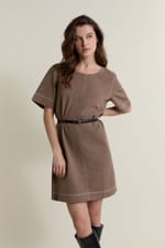 Robe ceinturée en coton - Miniature 1