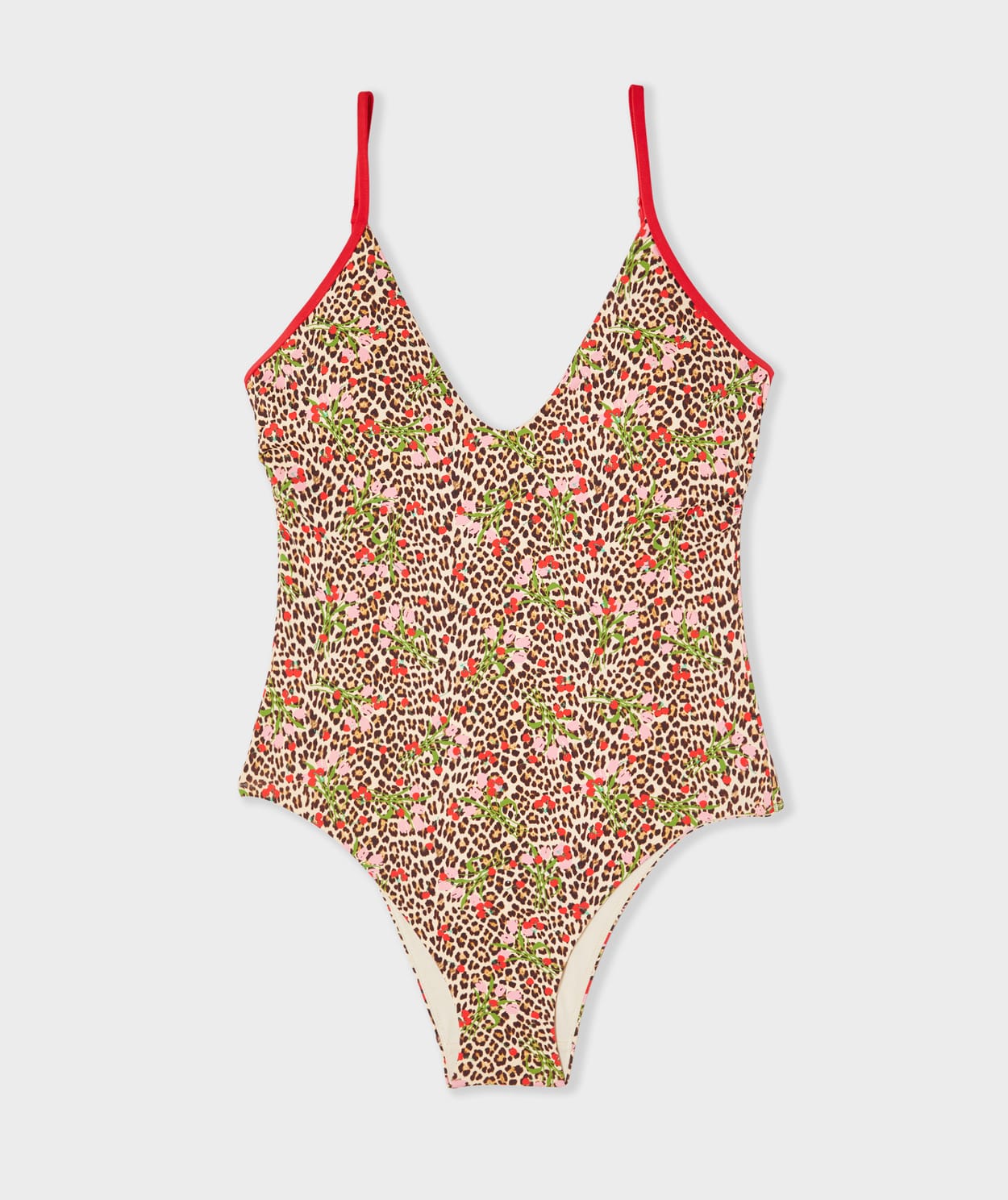 Maillot de bain 1 pièce imprimé léopard & à fleurs - Image 1