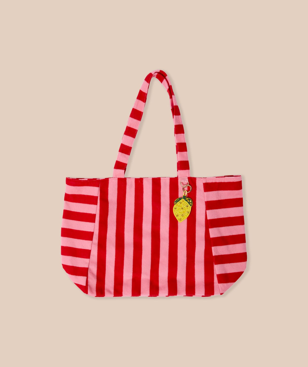 Sac en éponge à rayures avec porte-clé citron - Image 1