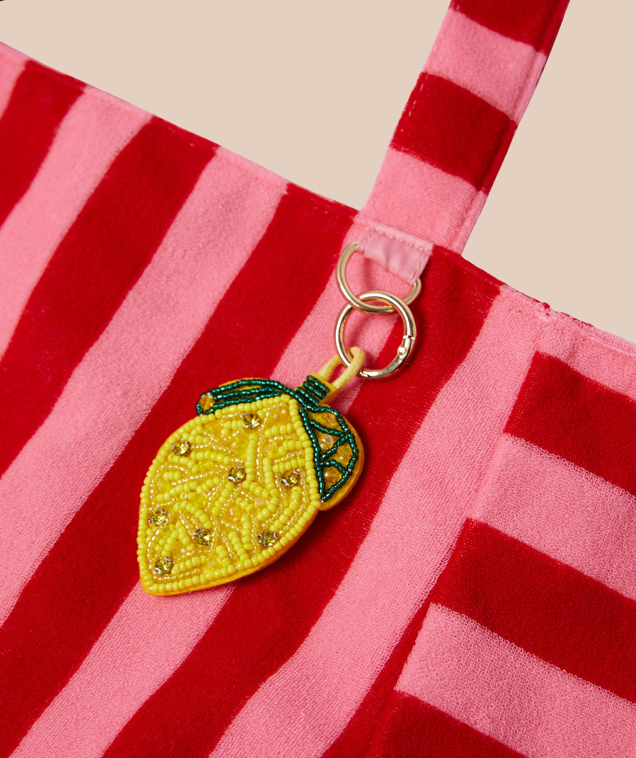 Sac en éponge à rayures avec porte-clé citron - Image 2