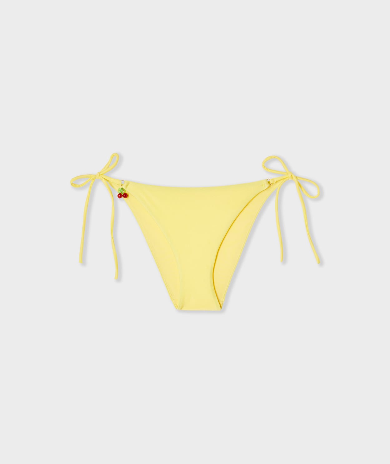 Bas de maillot de bain bikini  à nouer satiné avec charm cerise - Image 1