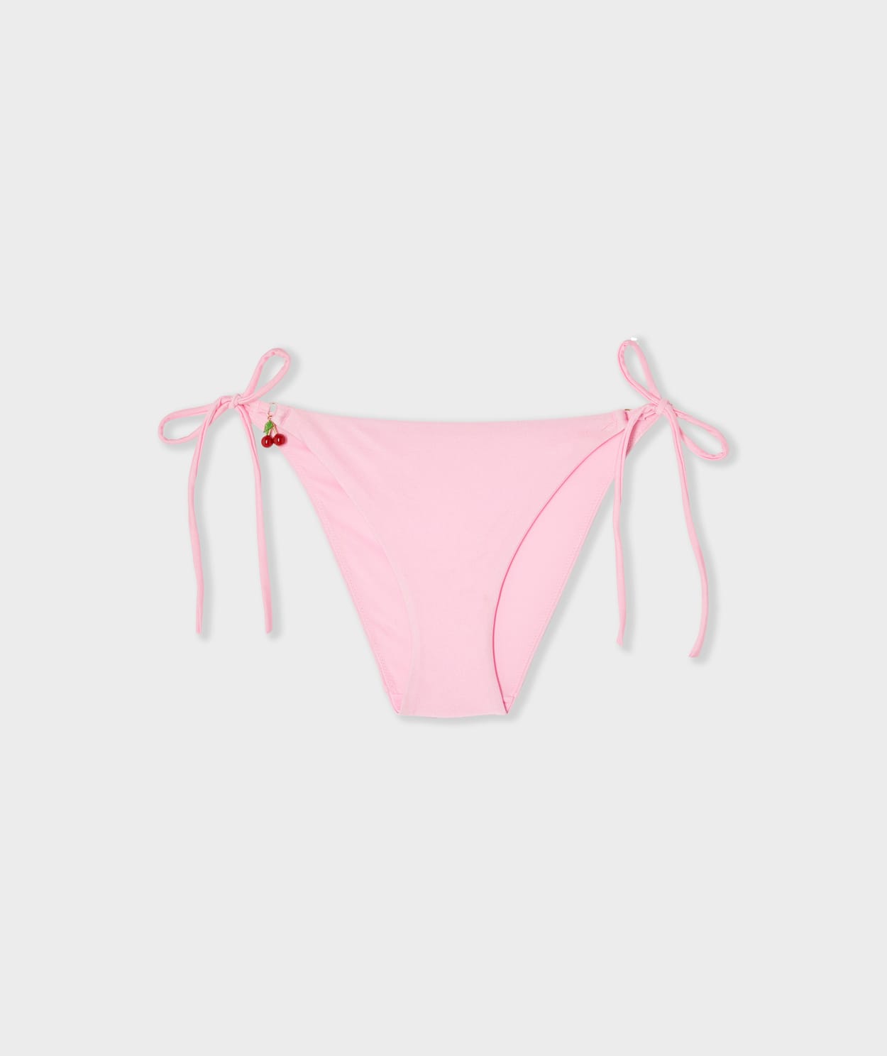 Bas de maillot de bain bikini  à nouer satiné avec charm cerise - Image 1