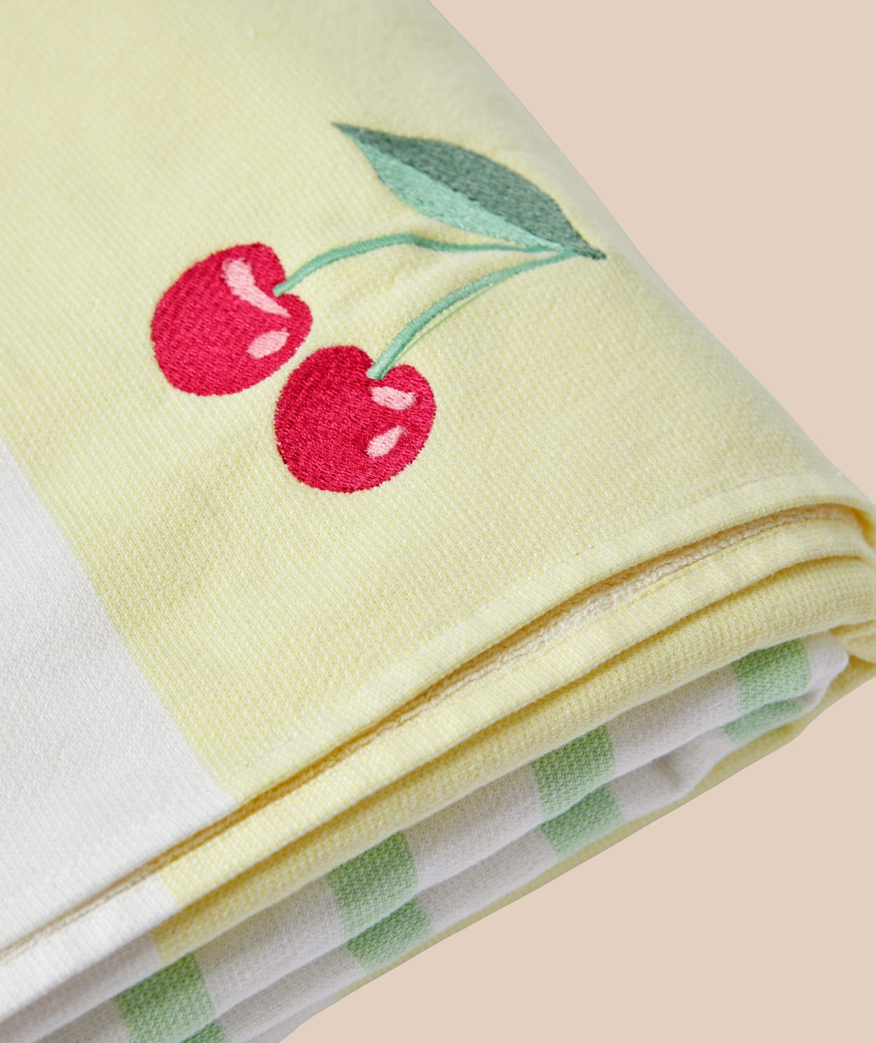 Fouta en coton à rayures à motif cerise - Image 5