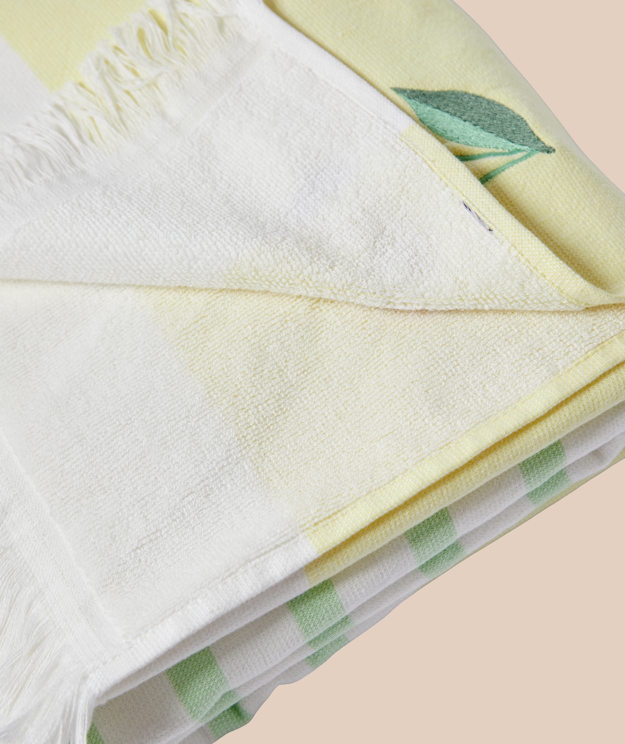 Fouta en coton à rayures à motif cerise - Image 4