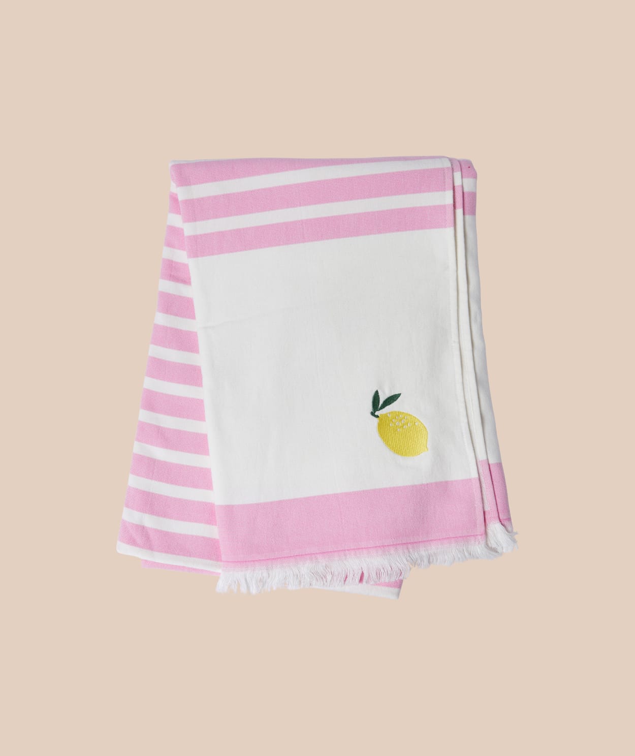Fouta en coton à rayures à motif citron - Image 2