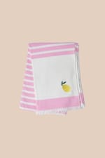 Fouta en coton à rayures à motif citron - Miniature 2