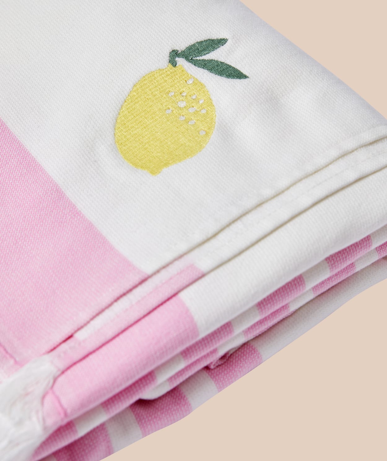 Fouta en coton à rayures à motif citron - Image 3