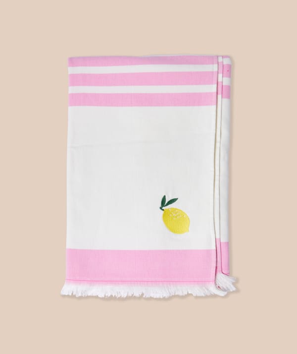 PORTOFINO - Fouta en coton à rayures à motif citron