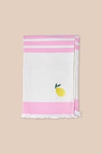 Fouta en coton à rayures à motif citron - Miniature 1