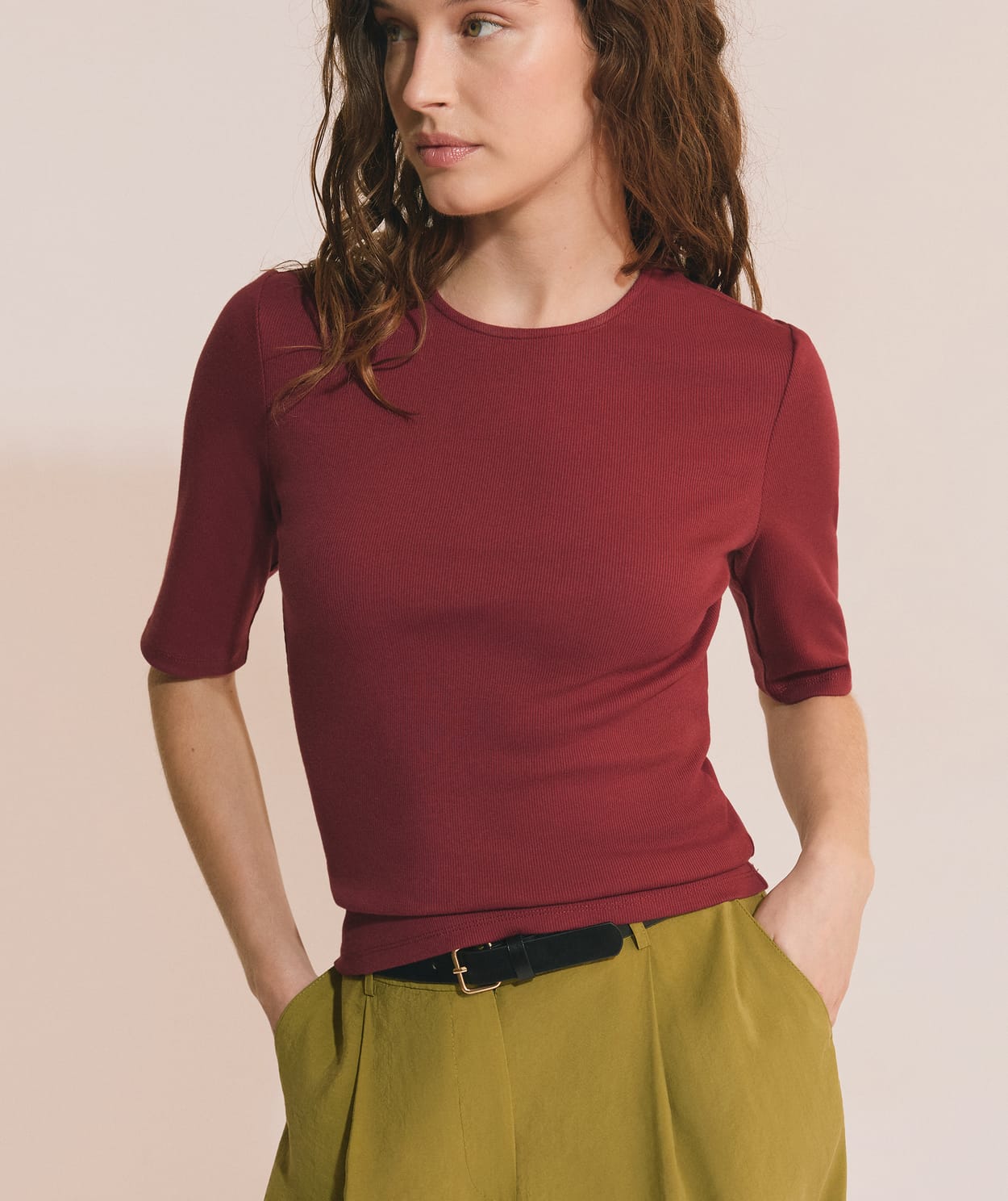 T-shirt manches 3/4 en coton - Image 1