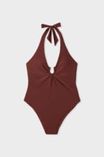 Maillot de bain 1 pièce satiné avec détail bijou - Miniature 6