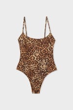 Maillot de bain 1 pièce pailleté et imprimé léopard - Miniature 6