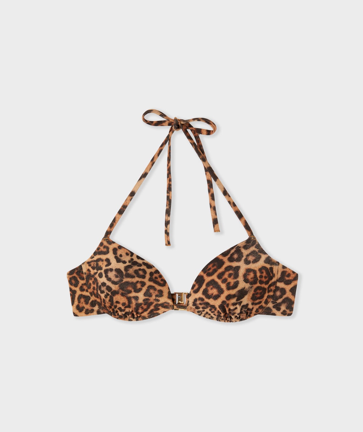 Haut de maillot de bain push-up pailleté et imprimé léopard - Image 6