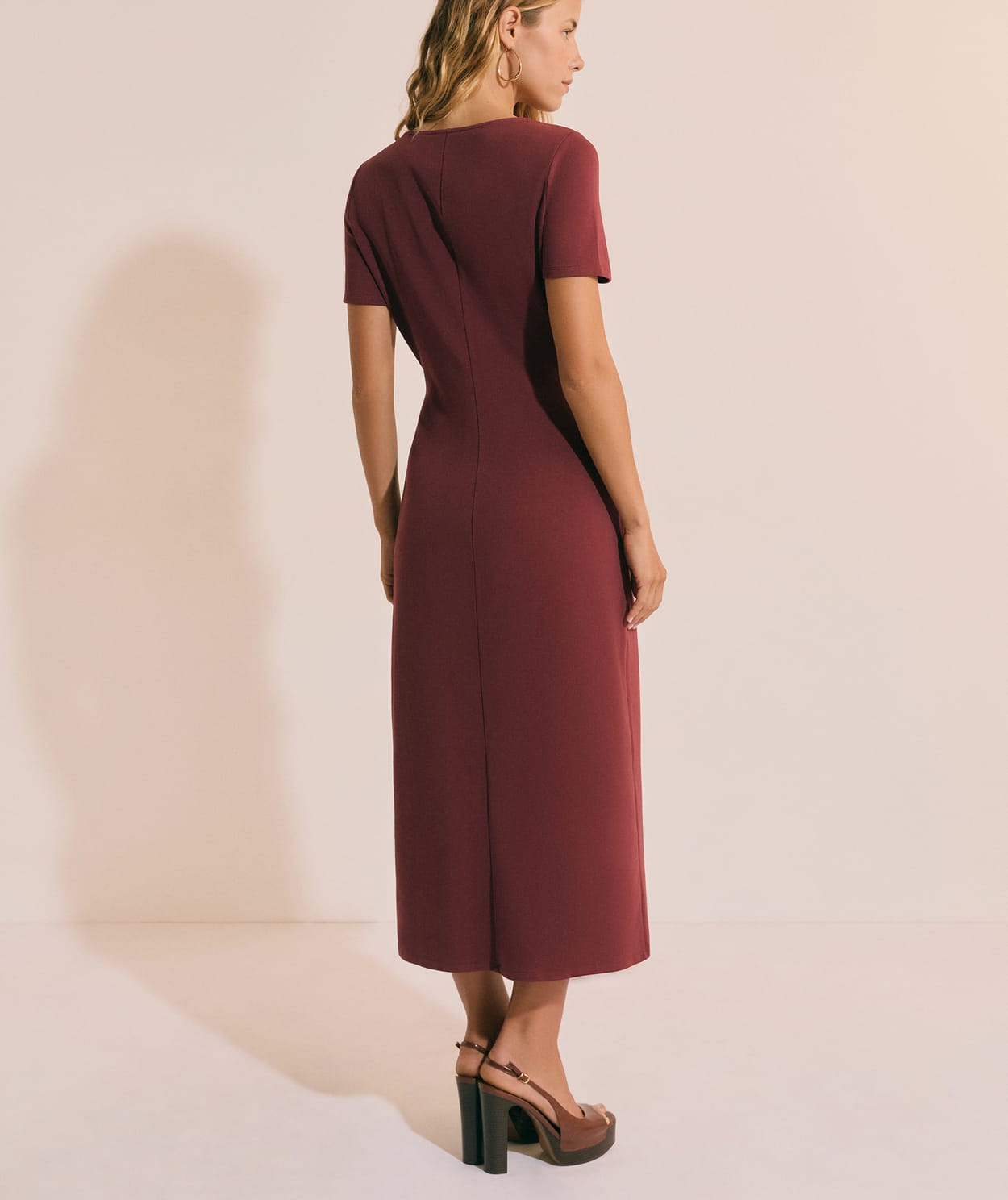 Robe longue drappée en coton avec fente - Image 2