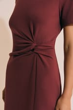 Robe longue drappée en coton avec fente - Miniature 4