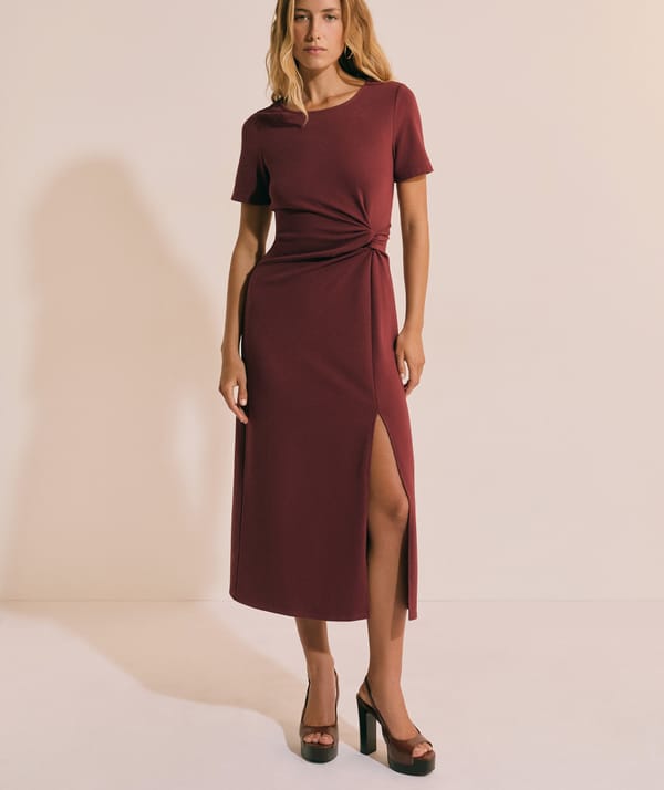 RUMINO - Robe longue drappée en coton avec fente