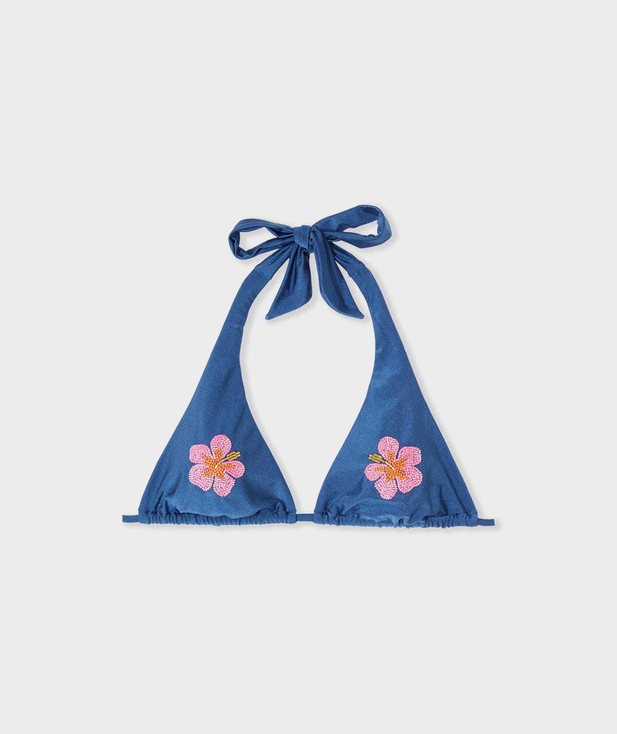 Haut de maillot de bain à nouer avec broderie perles - Image 1