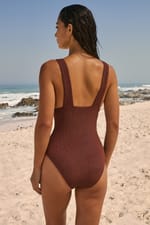 Maillot de bain 1 pièce pailleté avec pads amovibles - Miniature 2