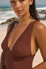 Maillot de bain 1 pièce pailleté avec pads amovibles - Miniature 5