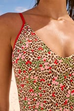 Maillot de bain 1 pièce imprimé léopard & à fleurs - Miniature 5