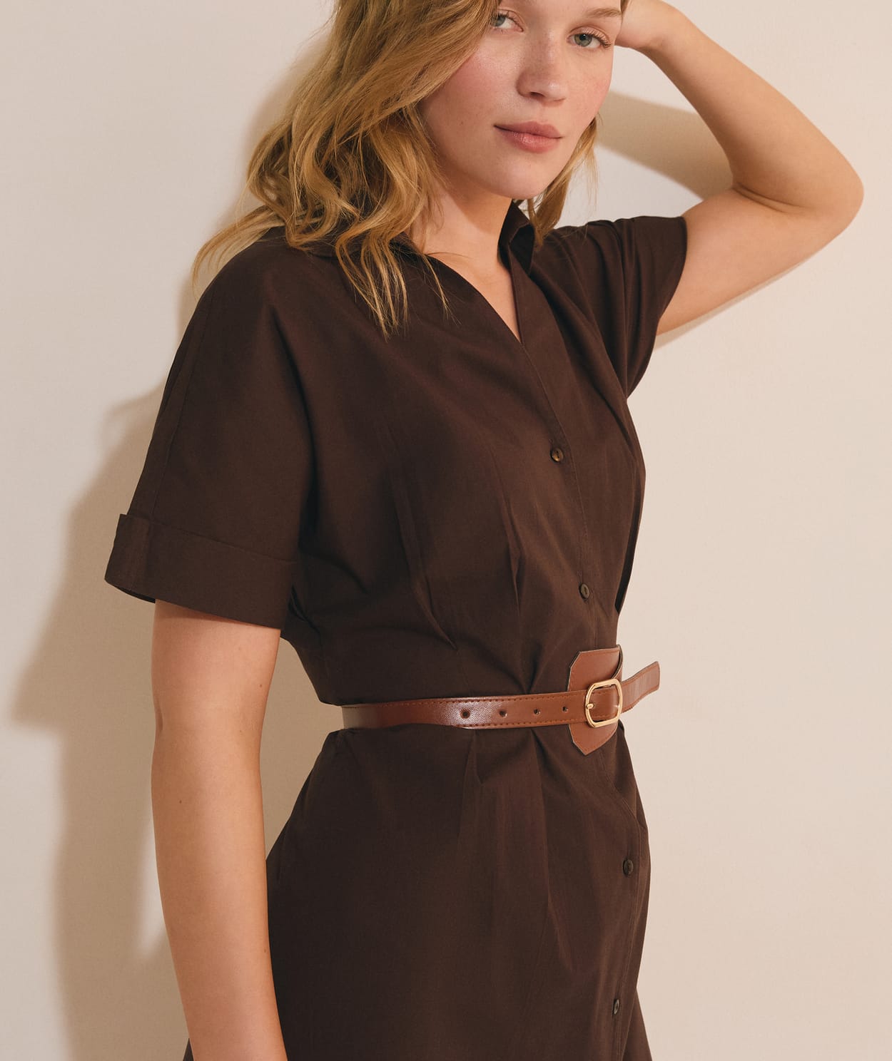 Robe midi avec boutons en coton - Image 3