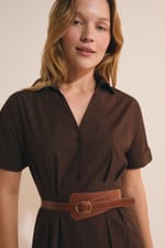 Robe midi avec boutons en coton - Miniature 4
