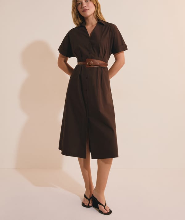 ROBERTO - Robe midi avec boutons en coton