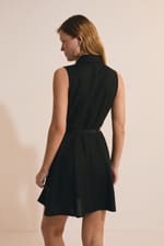 Robe courte boutonnée avec lin - Miniature 2