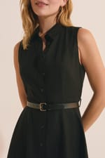 Robe courte boutonnée avec lin - Miniature 4