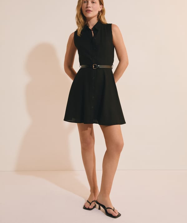 VICTOIRE - Robe courte boutonnée avec lin