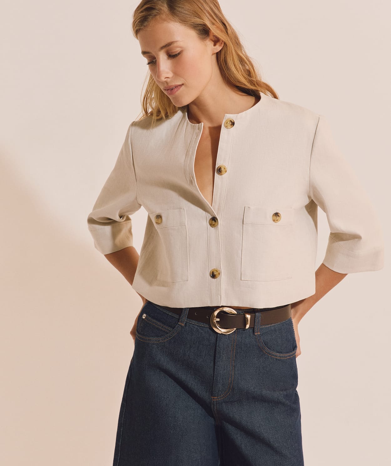 Veste courte en lin - Image 1