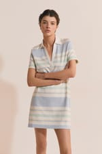 Robe courte à rayures en coton - Miniature 1